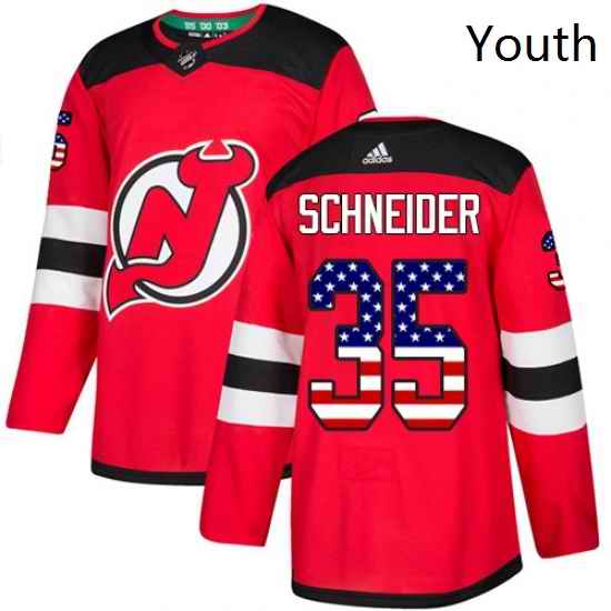 Youth Adidas New Jersey Devils 35 Cory Schneider Authentic Red USA Flag Fashion NHL Jersey